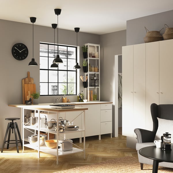 ENHET - Hi cb w 4 shlvs/door, white, 30x32x180 cm