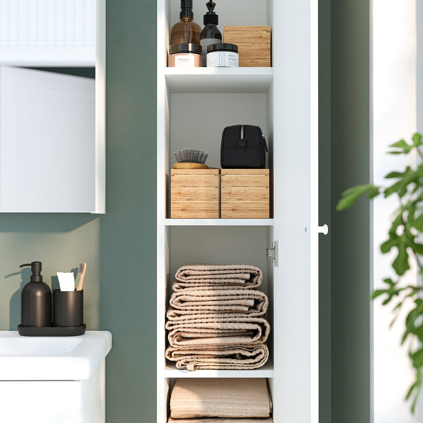 ENHET high cabinet with door, white, 30x32x180 cm