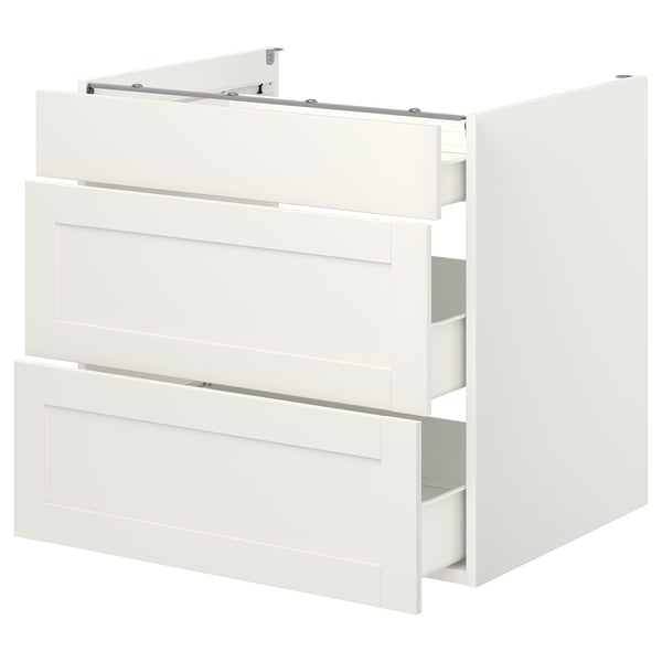 ENHET base cb w 3 drawers, white/white frame