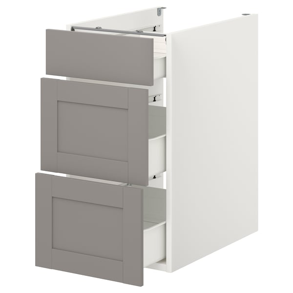 ENHET - ENHET Base cb w 3 drawers, white/grey frame, 40x62x75 cm