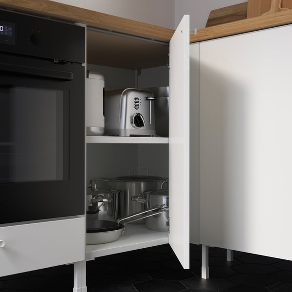 ENHET base cb w shelf, white, 60x60x75 cm