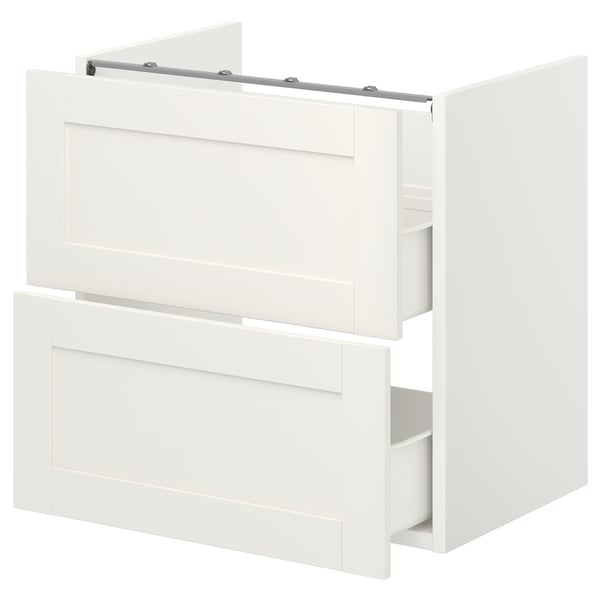ENHET - ENHET Base cb f washbasin w 2 drawers, white/white frame, 60x42x60 cm