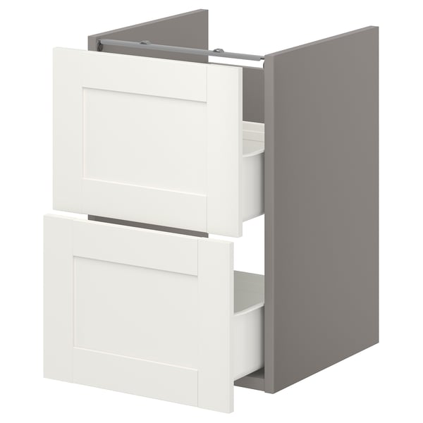 ENHET base cb f washbasin w 2 drawers, grey/white frame