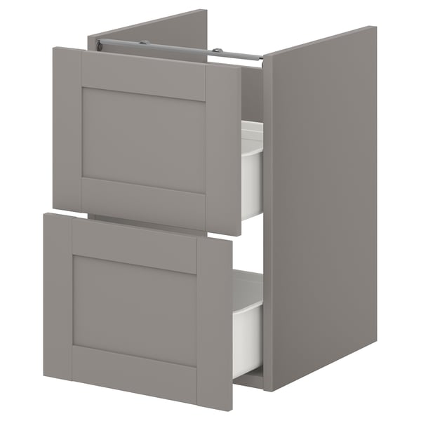 ENHET - ENHET Base cb f washbasin w 2 drawers, grey/grey frame, 40x42x60 cm