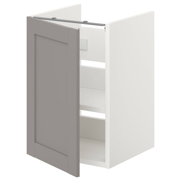 ENHET - ENHET Bs cb f wb w shlf/door, white/grey frame, 40x42x60 cm
