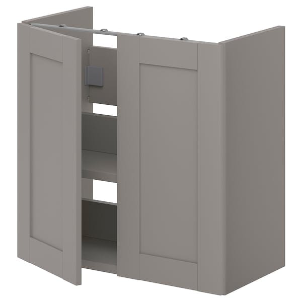 Ikea ENHET - Bs cb f wb w shlf/doors, grey/grey frame, 60x32x60 cm