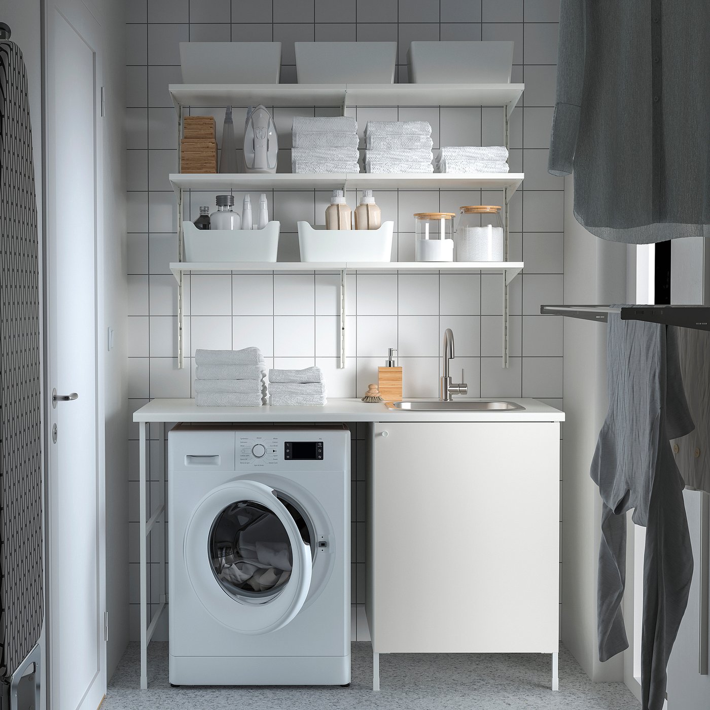 ENHET sink cabinet with door, white, 60x62x75 cm