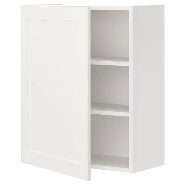 ENHET - ENHET Wall cb w 2 shlvs/door, white/white frame, 60x32x75 cm