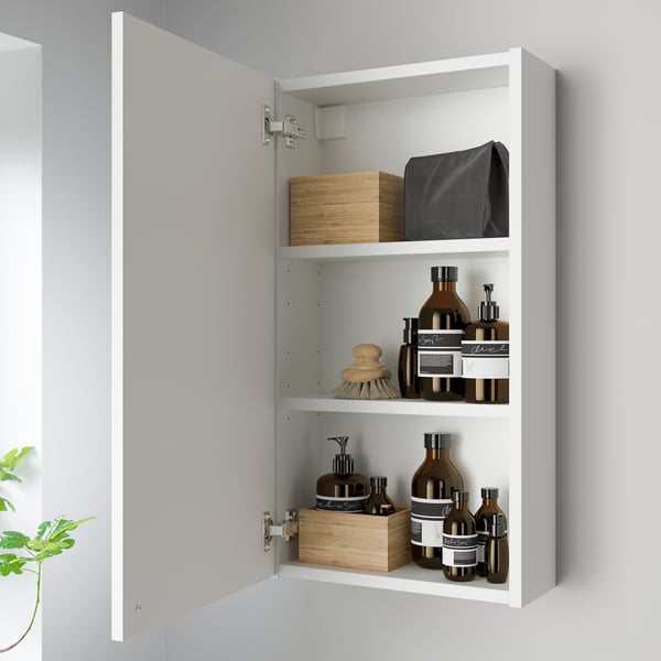 ENHET - Wall cb w 2 shlvs/door, white, 40x17x75 cm