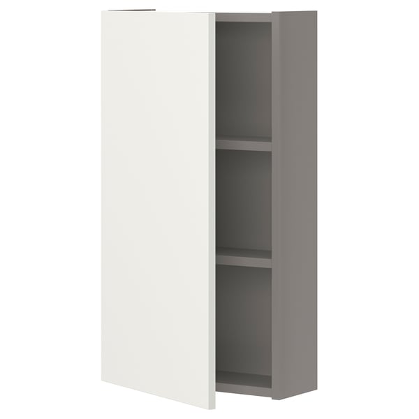 ENHET - Wall cb w 2 shlvs/door, grey/white, 40x17x75 cm