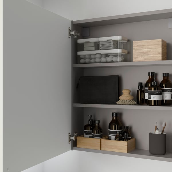 ENHET - Wall cb w 2 shlvs/door, grey/white, 60x17x75 cm