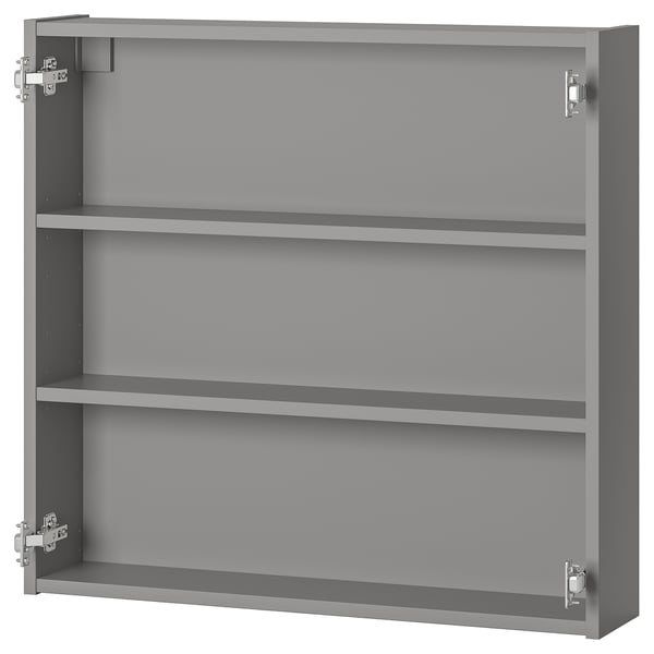 ENHET - Wall cb w 2 shelves, grey, 80x15x75 cm
