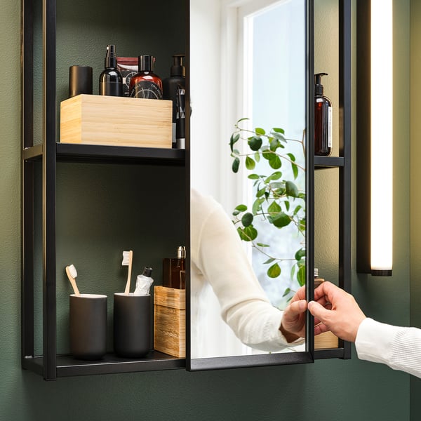 ENHET - ENHET Hanging mirror f frame, anthracite, 25x4.5x75 cm