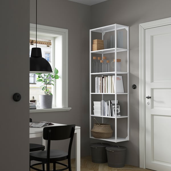ENHET high fr w shelves, white, 60x30x180 cm