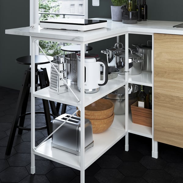 ENHET base fr w shelves, white, 60x60x75 cm