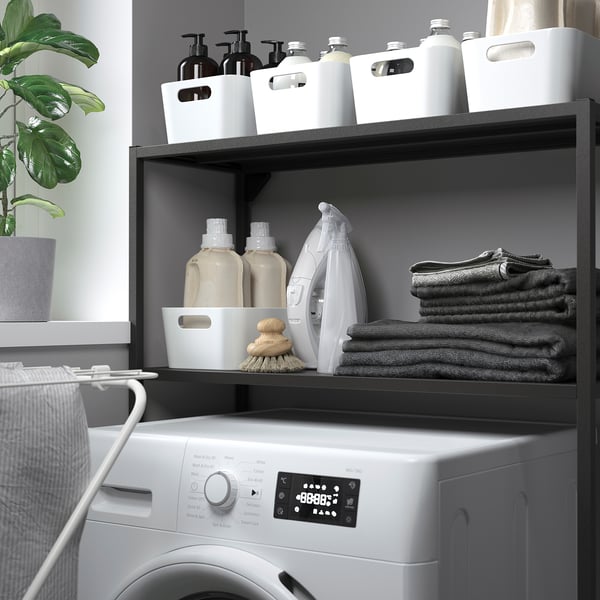 ENHET frame w shelves for washing machine, anthracite, 80x30x129 cm