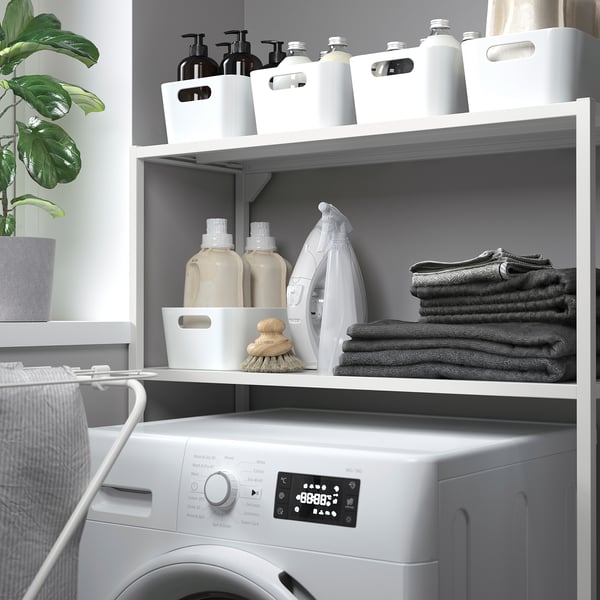 ENHET frame w shelves for washing machine, white, 80x30x129 cm
