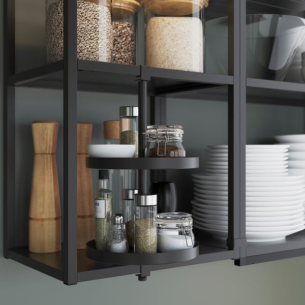 ENHET - ENHET Wall fr w shelves, anthracite, 40x30x75 cm