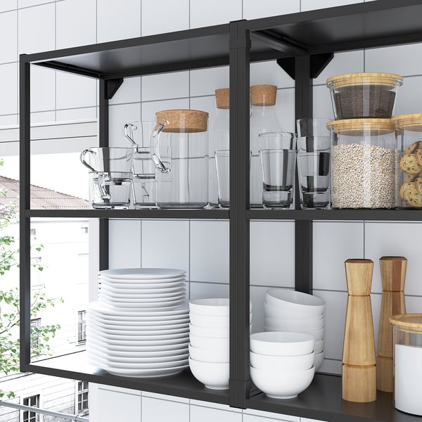 ENHET wall frame with shelves, anthracite, 40x30x75 cm