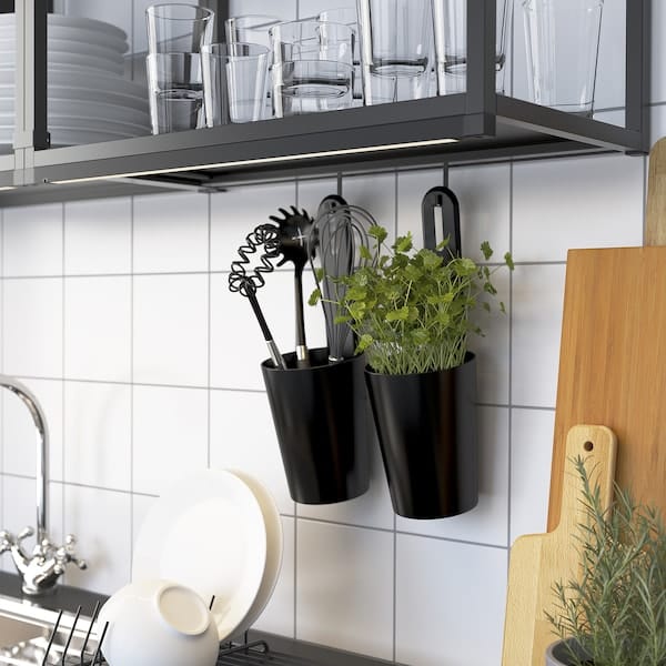 Ikea ENHET - Wall fr w shelves, anthracite, 60x15x75 cm