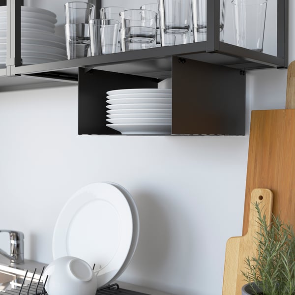 ENHET - ENHET Wall fr w shelves, anthracite, 40x30x75 cm
