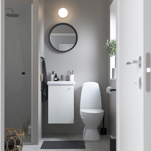 ENHET / TVÄLLEN wash-stnd w door/wash-basin/tap, white, 44x43x65 cm