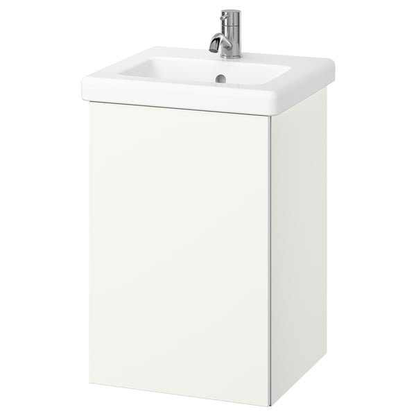 ENHET / TVÄLLEN wash-stnd w door/wash-basin/tap, white, 44x43x65 cm