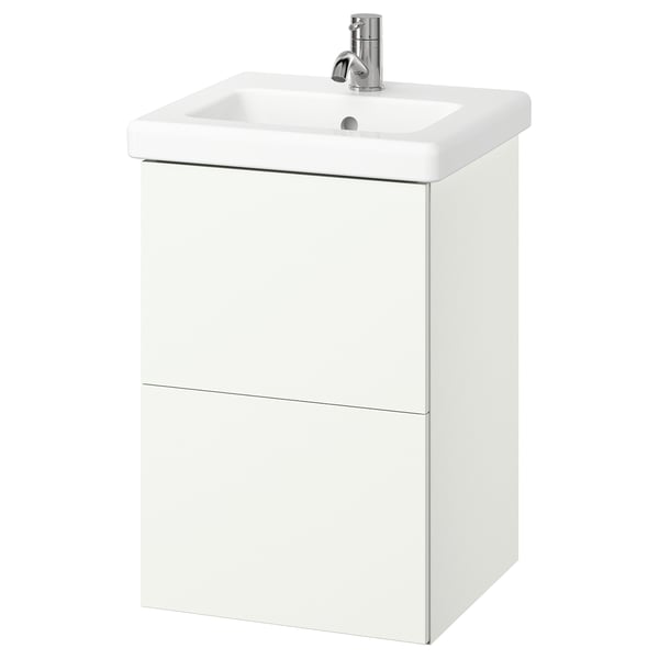 ENHET / TVÄLLEN wash-stnd w drawers/wash-basin/tap, white, 44x43x65 cm
