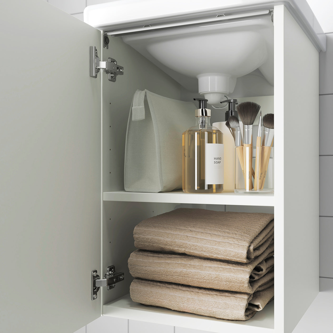 ENHET / TVÄLLEN wash-stnd w door/wash-basin, white, 44x43x65 cm