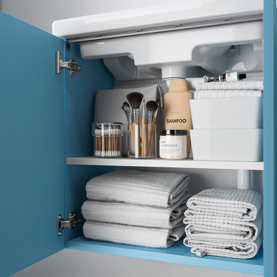 ENHET / TVÄLLEN wash-stnd w doors/wash-basin, light blue, 64x33x65 cm