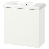 ENHET / TVÄLLEN wash-stnd w doors/wash-basin, white, 64x33x65 cm