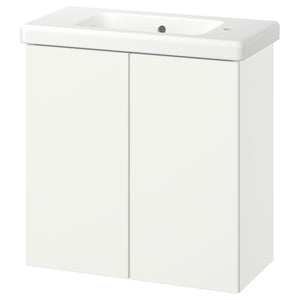 ENHET / TVÄLLEN wash-stnd w doors/wash-basin, white, 64x33x65 cm