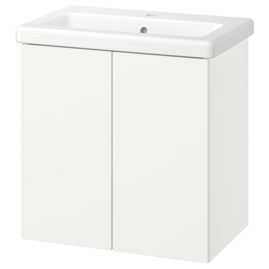 ENHET / TVÄLLEN wash-stnd w doors/wash-basin, white, 64x43x65 cm