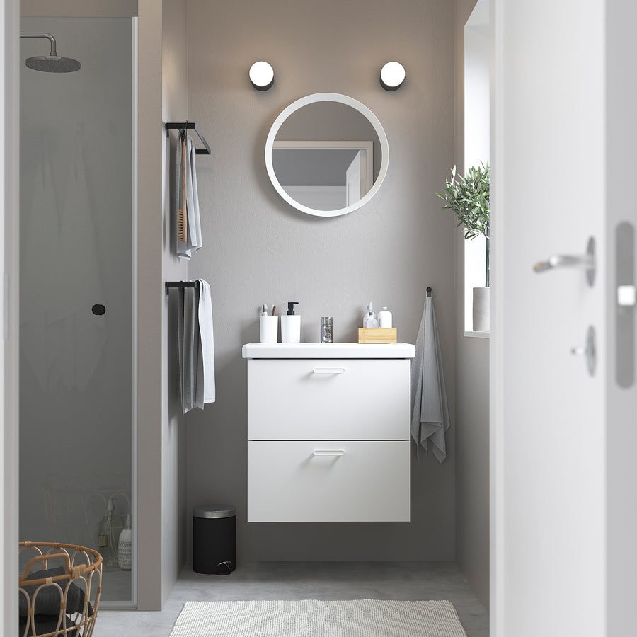 ENHET / TVÄLLEN wash-stnd w drawers/wash-basin, white, 64x43x65 cm
