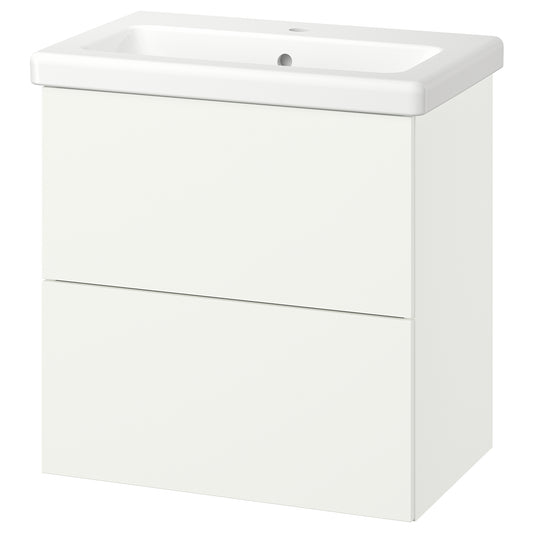 ENHET / TVÄLLEN wash-stnd w drawers/wash-basin, white, 64x43x65 cm