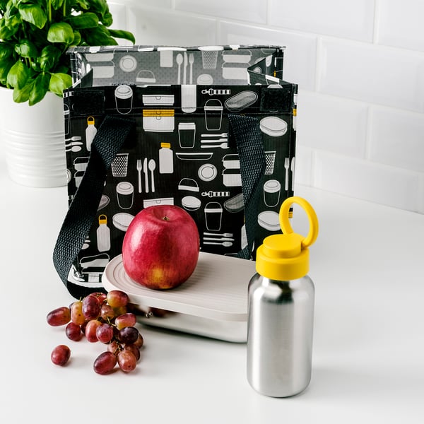 ENKELSPÅRIG water bottle, stainless steel/yellow