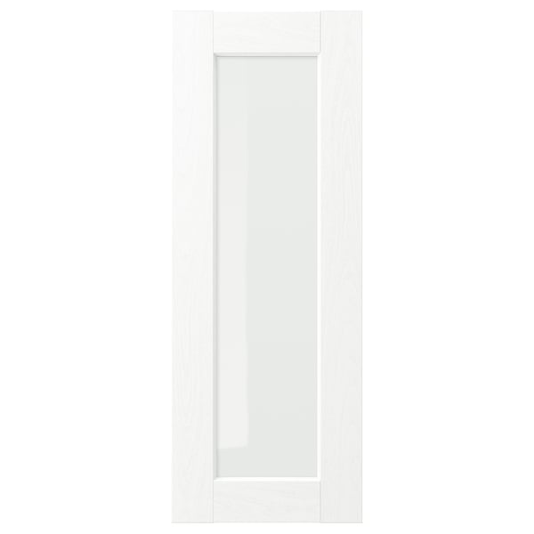 ENKÖPING glass door, white wood effect, 30x80 cm
