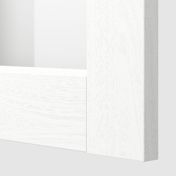 ENKÖPING glass door, white wood effect, 30x100 cm