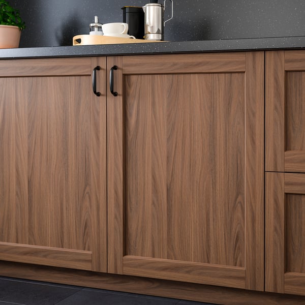 ENKÖPING door, brown walnut effect, 40x140 cm