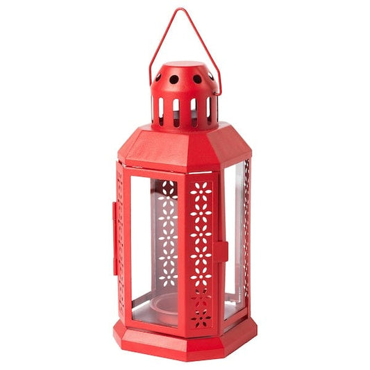 Ikea ENRUM - Lantern for tealight, in/outdoor red, 22 cm