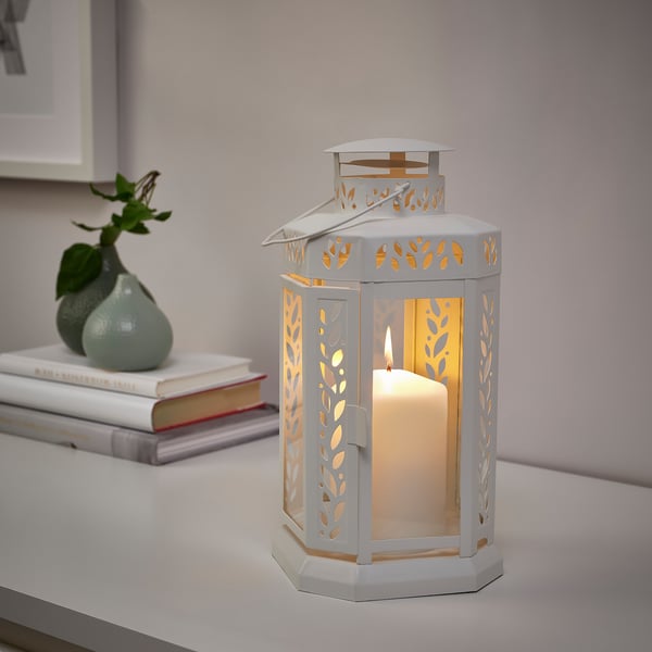 ENRUM Lantern f block candle, in/outdoor white 28 cm , 28 cm
