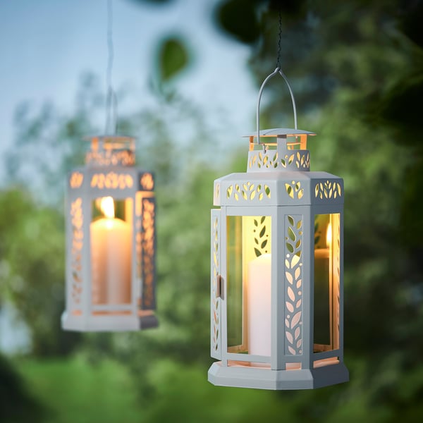 ENRUM Lantern f block candle, in/outdoor white 28 cm , 28 cm