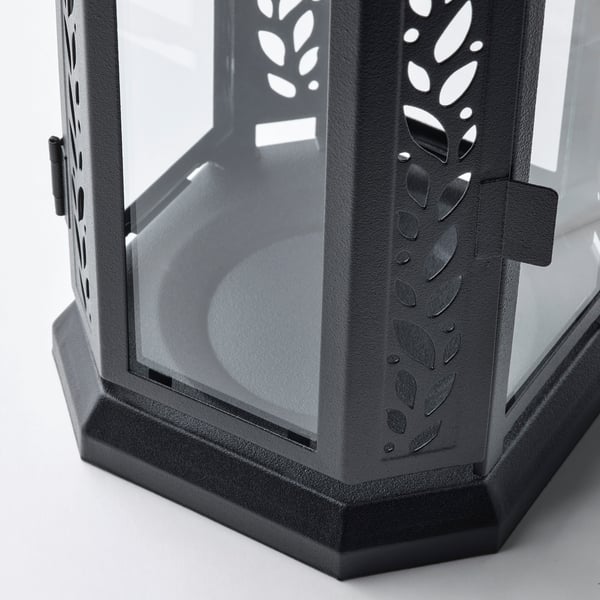 ENRUM - ENRUM Lantern f block candle, in/outdoor, black, 28 cm