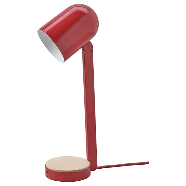 ENSMÄRKE desk lamp, red, 9 cm