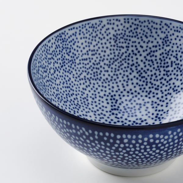 ENTUSIASM bowl, patterned/blue, 12 cm, 4 pack