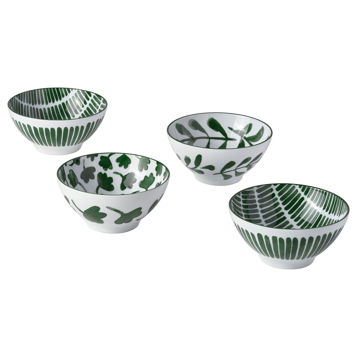 ENTUSIASM bowl, patterned/green, 12 cm, 4 pack