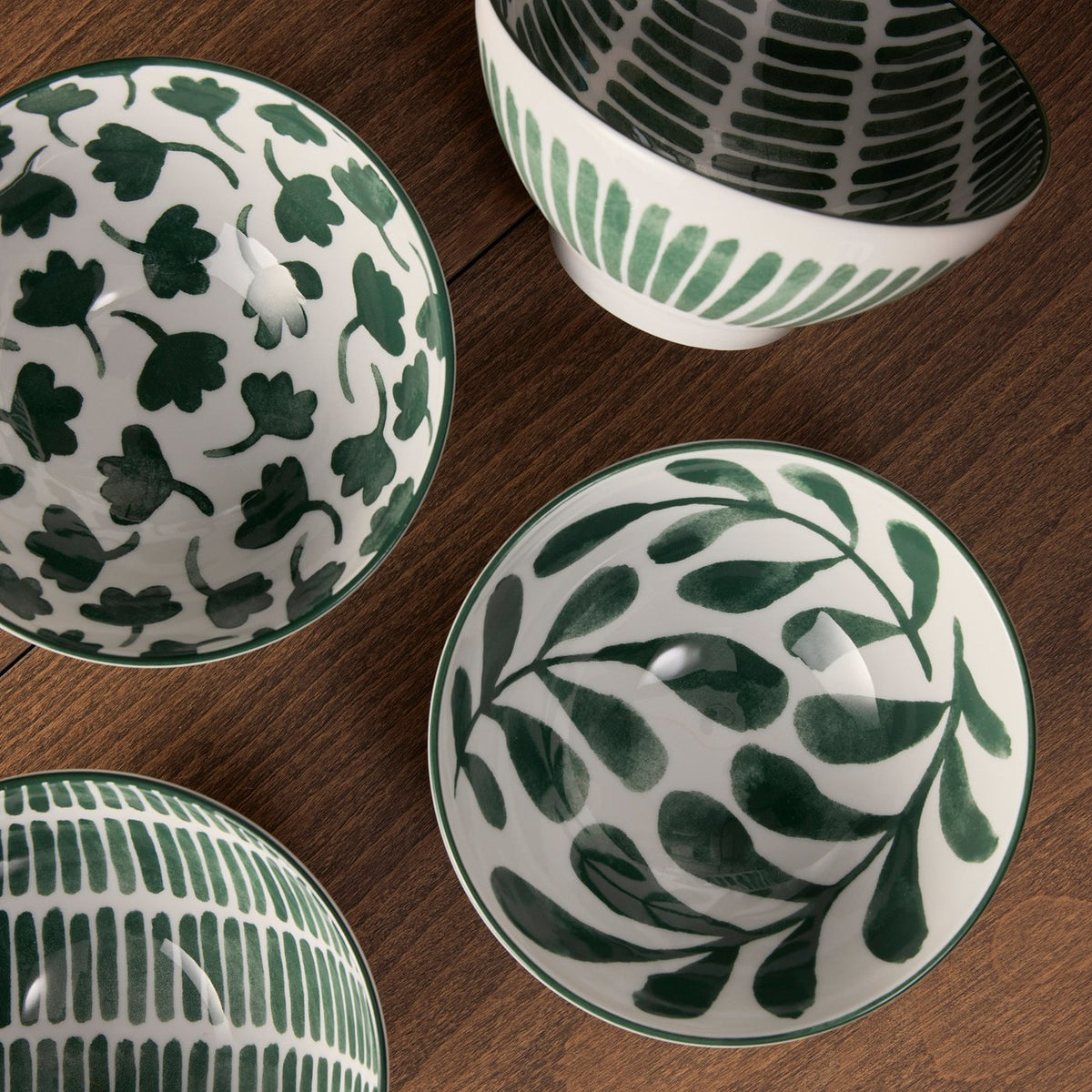 ENTUSIASM bowl, patterned/green, 12 cm, 4 pack