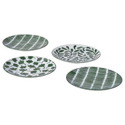 ENTUSIASM side plate, patterned/green, 18 cm, 4 pack
