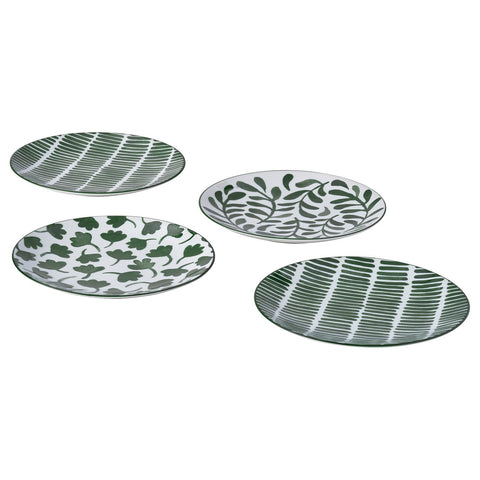 ENTUSIASM side plate, patterned/green, 18 cm, 4 pack
