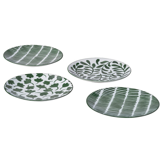 ENTUSIASM side plate, patterned/green, 18 cm, 4 pack